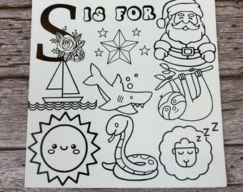 S is for... Kids Painting Kit, Personalized Alphabet Canvas, Party Favors