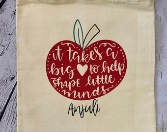 Personalized Teacher Tote Bag, Custom Canvas Gift