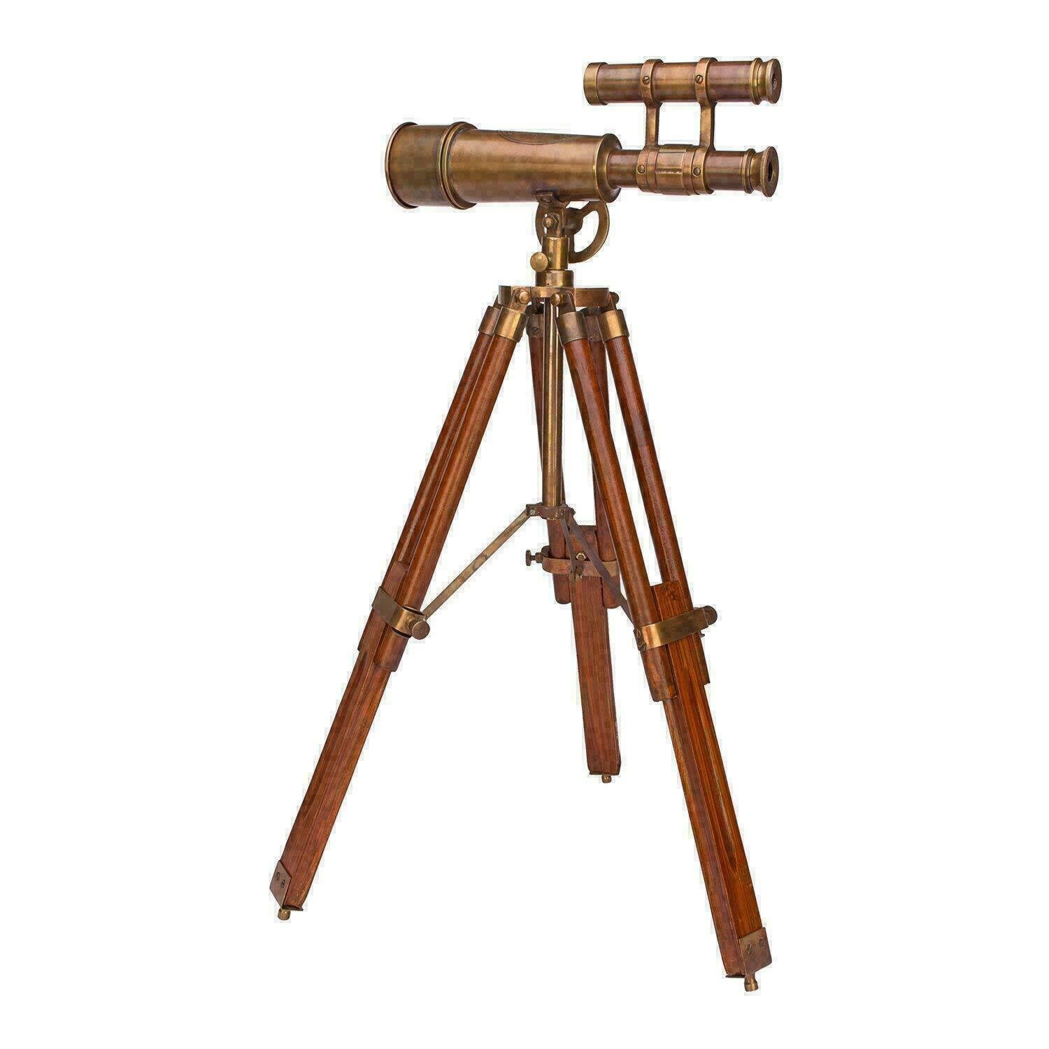 Marine Navy Nautical Brass Telescope With Wooden Tripod Stand 10"s 