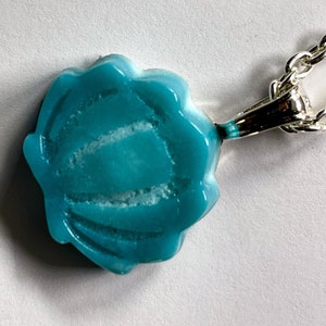 Blue Sea Shell Glass Pendant Necklace