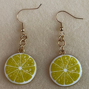 Lemon Slice Fruit Drop Dangle Earrings