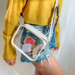 NUEVO bolso transparente con correa ajustable de cuero para conciertos de festivales de música - Monedero de estadio de PVC Game Day con correas cruzadas ajustables