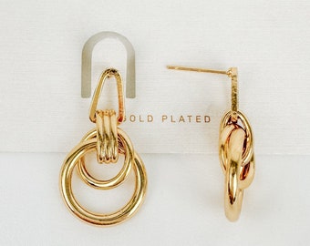 Cleo Drop Earrings - 18K Plated Pendant Earrings