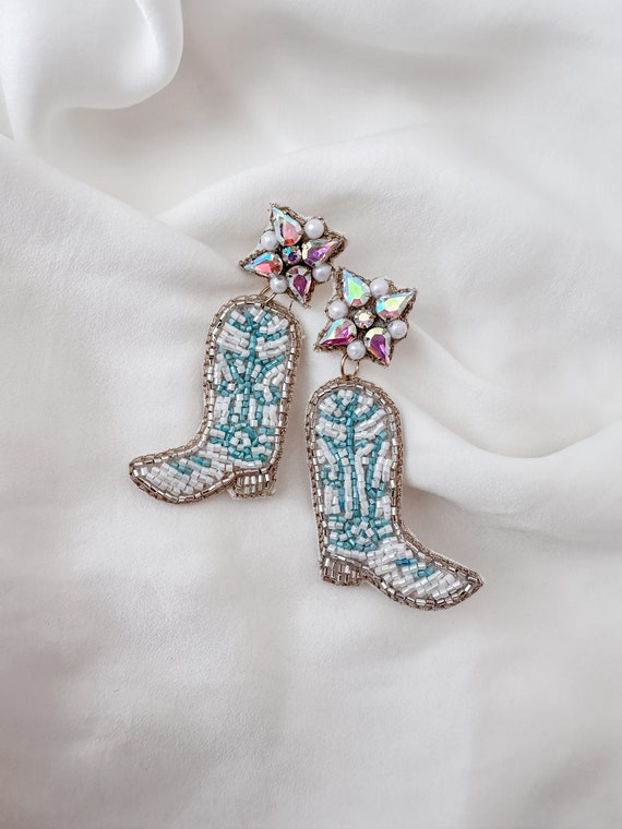 Western Country Earrings For Women Sparkle Rhinestone Bead...