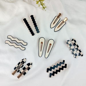 Minimal Black and White Hair Clips- Pack of 2