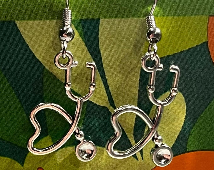 Nurse earrings, stethoscope earrings, doctor earrings, medical dangle, simple cute, ready to ship.