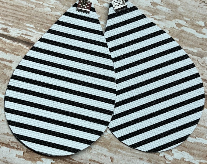Black and white stripe earrings