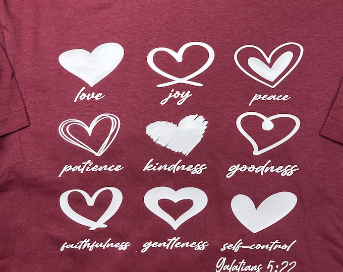 Fruit of the spirit tee, Christian shirt, Galatians, heart tee