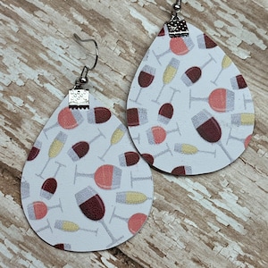 Wine earrings, wine glasses, bubbly, wine, champagne
