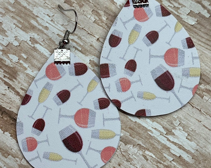 Wine earrings, wine glasses, bubbly, wine, champagne