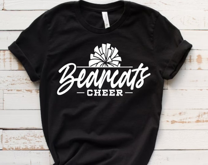 Custom cheer tee, cheer tee with school mascot, personalized cheer tee, multi color, personalized school cheer tee, mascot tee, cheerleader