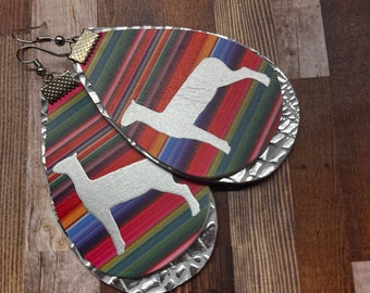 Stockshow earrings, customized earrings for show moms, serape and silver earrings, western jewelry, stockshow jewelry, southwestern.