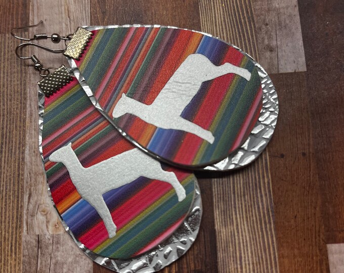 Stockshow earrings, customized earrings for show moms, serape and silver earrings, western jewelry, stockshow jewelry, southwestern.