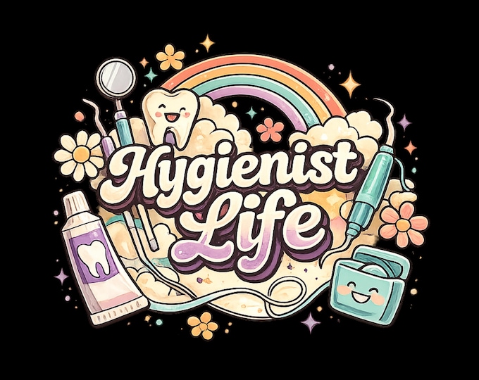 Hygienist life, retro dental hygienist png, digital download, dental, tooth, professions png.