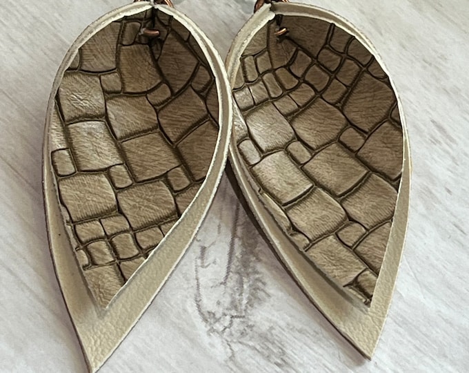 Pinched textured brown earrings, tan earrings