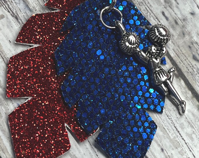 Custom  colored cheer charm earrings, school colors, team color cheer earrings, cheer jewelry, sports jewelry.