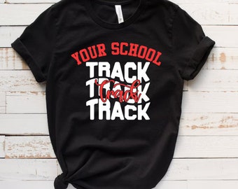 Customized track tee, mascot or school custom tee, all colors, track, running, school sports customizable tee, mascot or school options.