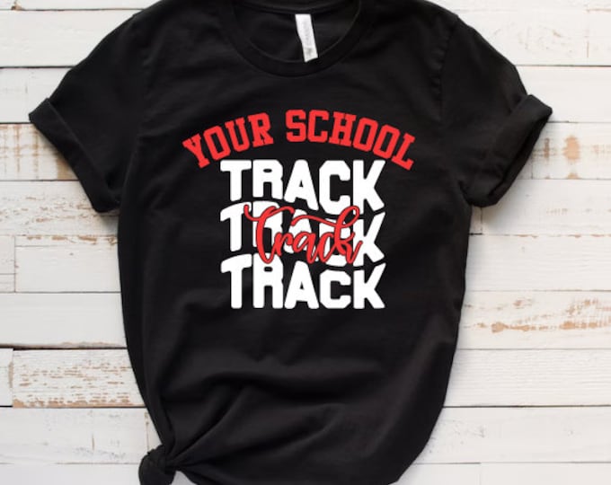 Customized track tee, mascot or school custom tee, all colors, track, running, school sports customizable tee, mascot or school options.