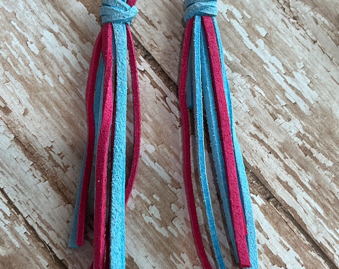 Fringe earrings, grunge fringe, pink fringe, blue fringe, red fringe, western earrings