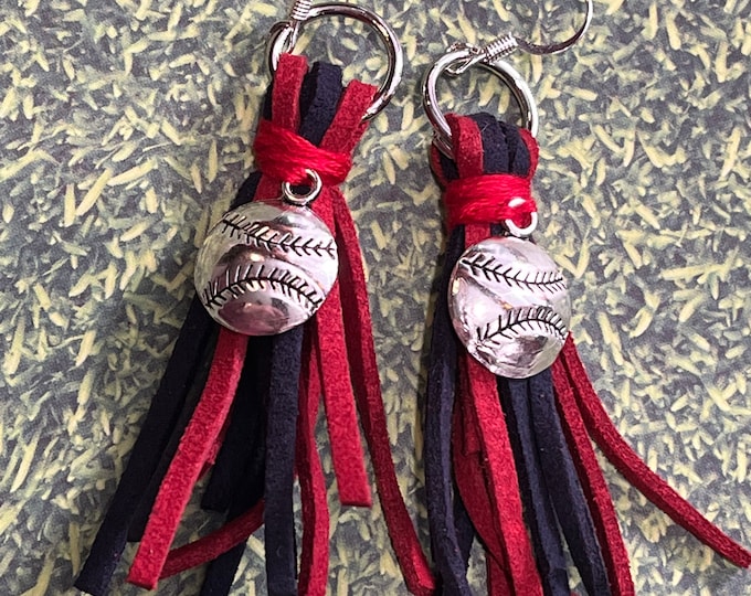 Fringe, charm earrings, school spirit earrings