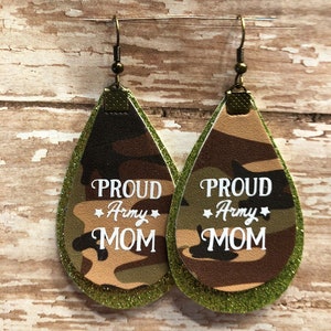Proud Marine Mom earrings, Marine earrings, patriotic earring, army mom, navy mom, airforce mom custom earrings.
