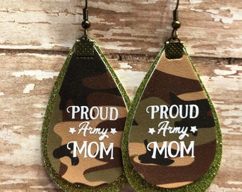 Proud Marine Mom earrings, Marine earrings, patriotic earring, army mom, navy mom, airforce mom custom earrings.