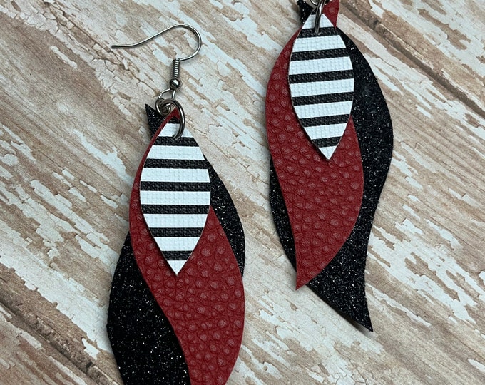 Red and black assorted earrings, leopard, stripes, animal print earrings