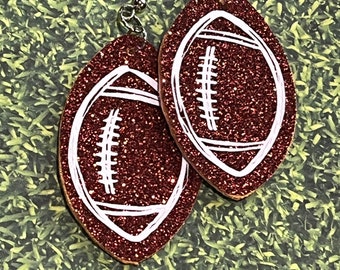 Football earrings, drawn football, basic football earrings, double sided, sports jewelry, sports