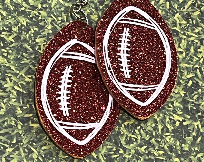 Football earrings, drawn football, basic football earrings, double sided, sports jewelry, sports