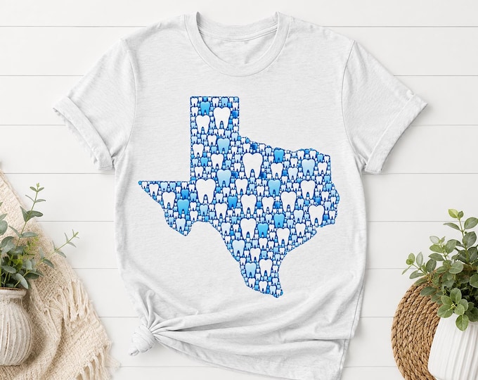 Texas Tooth Map Shirt | Dental Hygienist, Dentist Assistant Gift, Lone Star State Tee