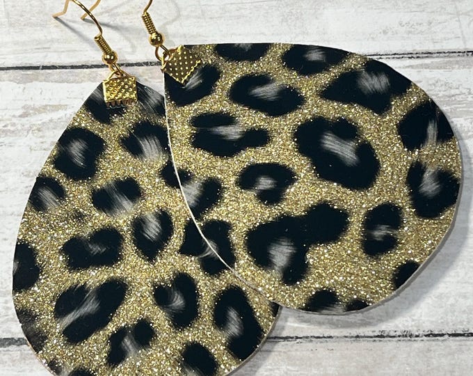 Leopard earrings, teardrop leopard earrings, red, gold, blue, pink leopard earrings, ready to ship.