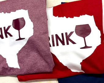 Texas Drink wine tees! Choose your color, wine, festive tee.