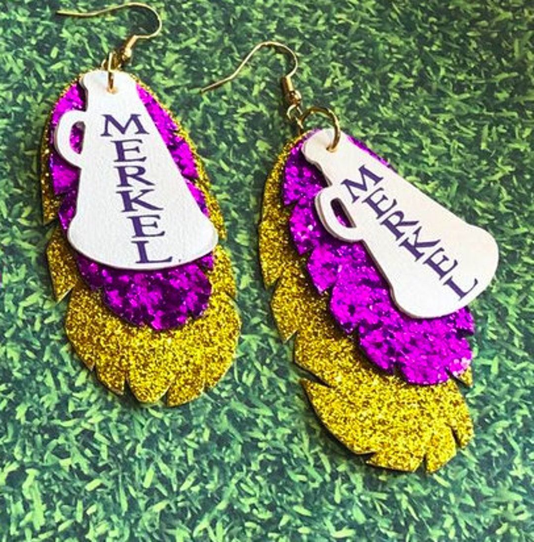 Cheer Earrings Megaphone Earrings Custom Personalized Etsy