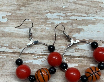 Basketball hoop earrings, team earrings, basketball
