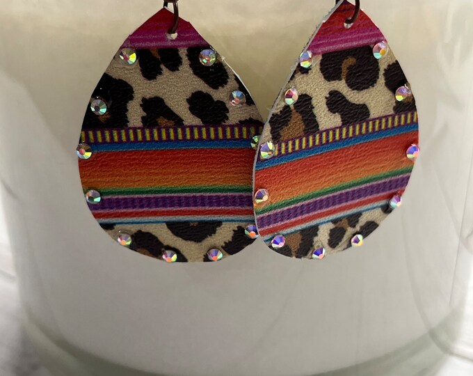 Bling serape teardrop earrings, serape, southwestern, teardrop earrings, bling earrings