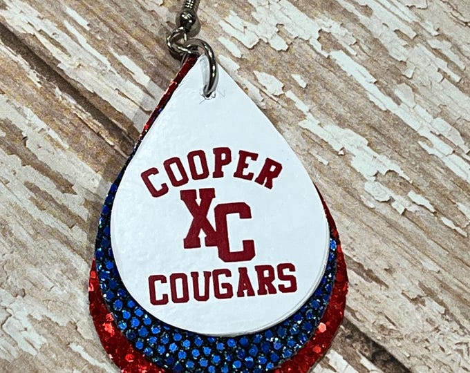 Cross country, xc earrings, customized, personalized running earrings, team, sports jewelry.