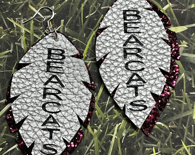 Mascot, school, team name feather earrings, personalized with color and name team, etc., school spirit earrings.