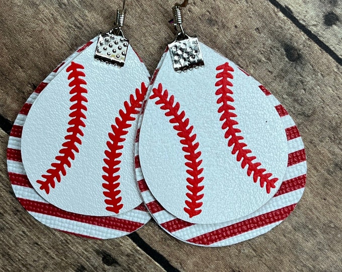 Baseball earrings, assorted, stripes, cork, sports jewelry, baseball jewelry, ready to ship, trendy flowy baseball wear.
