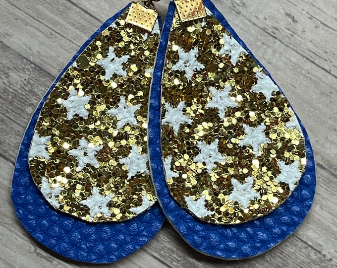 Gold Star earrings, glitter star, gold glitter, star earrings