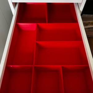 Schubladeneinsatz flache Schublade für einen IKEA Alex-Schubladenschrank 36x70 Nähzimmer Büro 8-teilig Rot