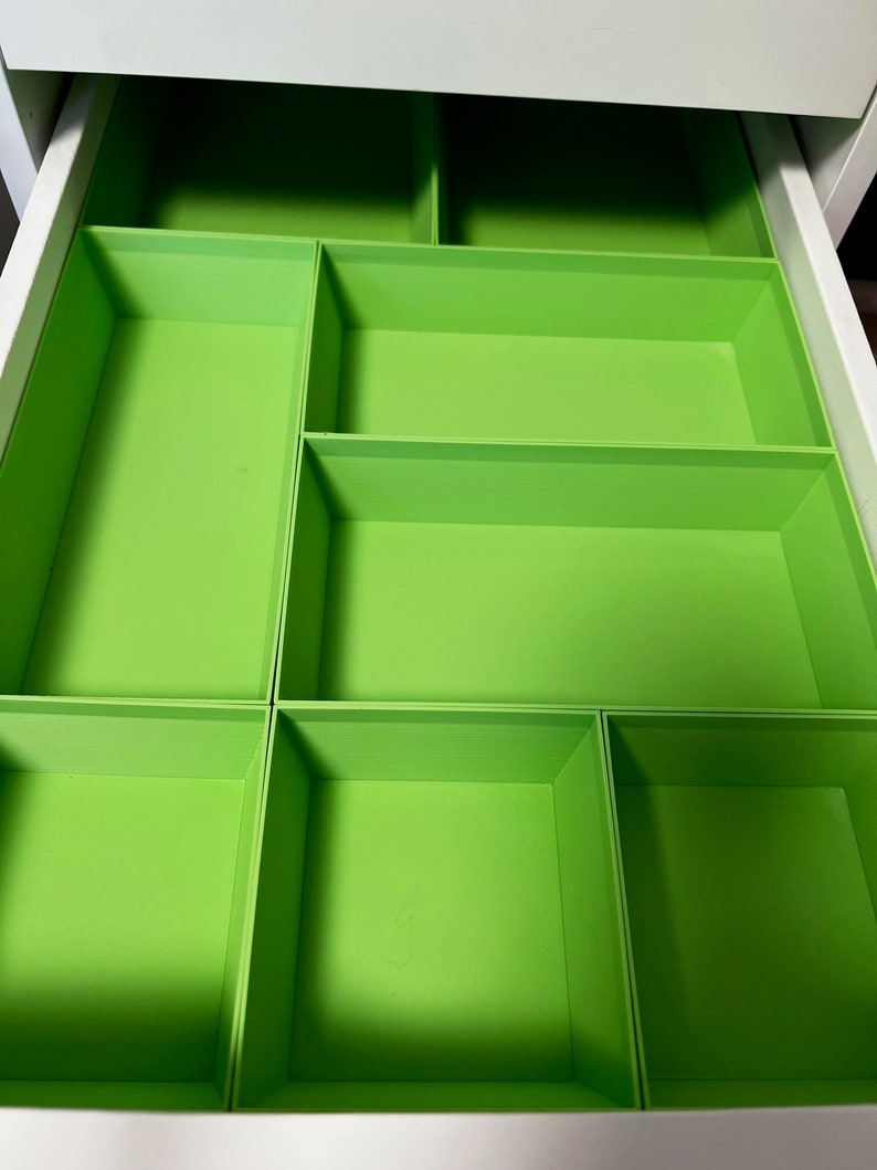 Schubladeneinsatz flache Schublade für einen IKEA Alex-Schubladenschrank 36x70 Nähzimmer Büro 8-teilig Grün