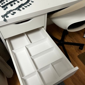 Schubladeneinsatz flache Schublade für einen IKEA Alex-Schubladenschrank 36x70 Nähzimmer Büro 8-teilig Weiß