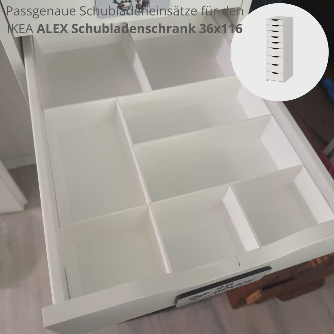 Modularer Schubladeneinsatz Für IKEA ALEX Schubladenschrank 36x116 | Individuelle Aufbewahrungslösung | Büro | Kosmetik | Bastelmaterial