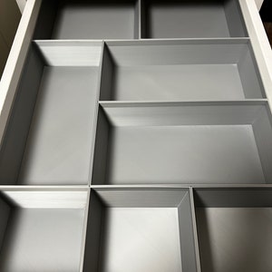 Schubladeneinsatz flache Schublade für einen IKEA Alex-Schubladenschrank 36x70 Nähzimmer Büro 8-teilig Silber