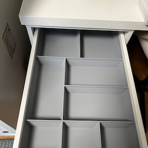 Schubladeneinsatz flache Schublade für einen IKEA Alex-Schubladenschrank 36x70 Nähzimmer Büro 8-teilig Grau hell