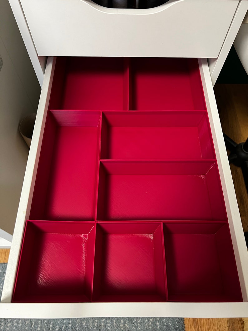 Schubladeneinsatz flache Schublade für einen IKEA Alex-Schubladenschrank 36x70 Nähzimmer Büro 8-teilig Magenta