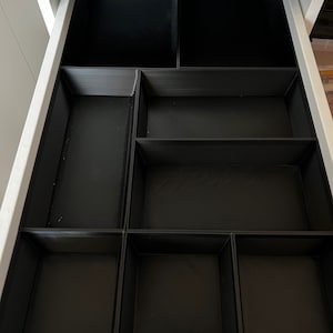 Schubladeneinsatz flache Schublade für einen IKEA Alex-Schubladenschrank 36x70 Nähzimmer Büro 8-teilig Schwarz