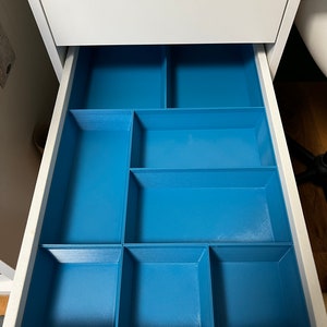 Schubladeneinsatz flache Schublade für einen IKEA Alex-Schubladenschrank 36x70 Nähzimmer Büro 8-teilig Infinity blue