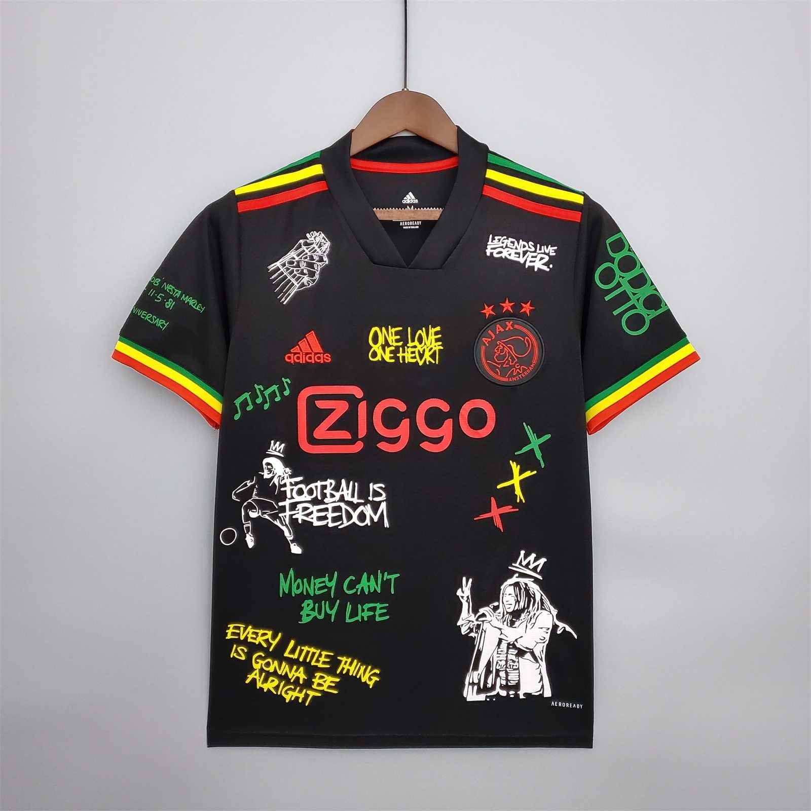 Gevlekt tiran oogst Ajax 2021/22 Reggae Black Special Edition Kit voetbalshirt Bob - Etsy België