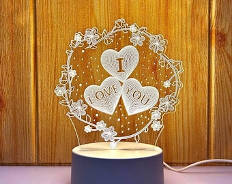 LED USB 3D Night Light Illusion kids Bedside Lamp Sensory Love Novelty Lamp uk